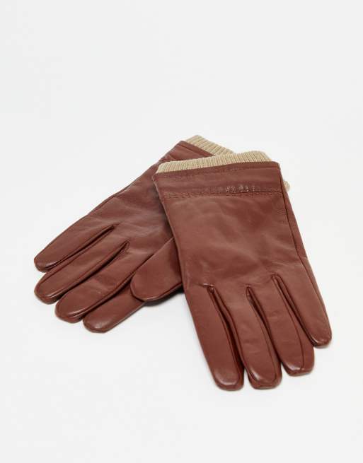 Guantes de cuero con de punto Boardmans | ASOS