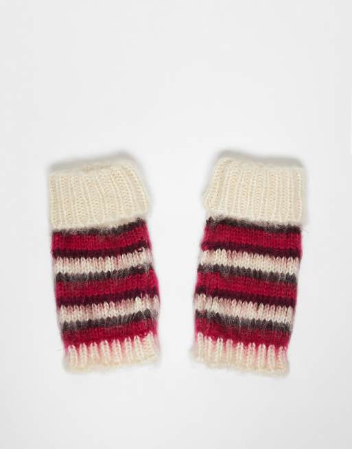 Guantes multicolor a rayas con diseño sin dedos y acabado cepillado de Accessorize