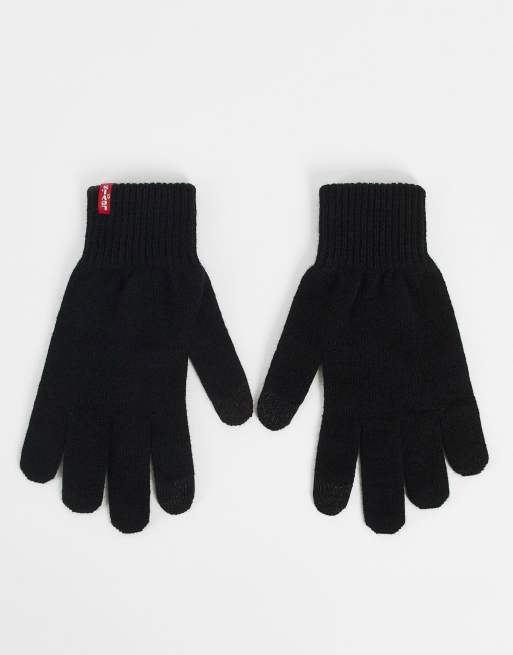Guantes negros aptos para pantalla táctil con etiqueta roja de Levi's