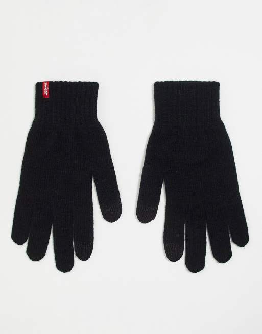 Guantes negros aptos para pantalla táctil con etiqueta roja de Levi's