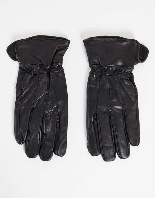 Guantes negros con diseño patchwork de cuero de Boardmans