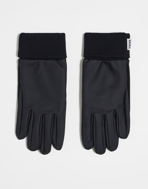 Guantes negros con puntas aptas para pantalla táctil y forro de felpa de Rains