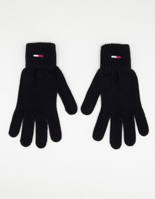 Guantes negros de canalé básicos de Tommy Jeans