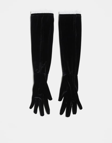 Guantes negros de estilo ópera de terciopelo con lazo de For Love & Lemons - view 1