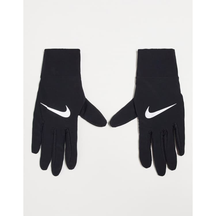 Nike Guantes de running ligeros Tech para hombre, color negro, plateado,  talla S