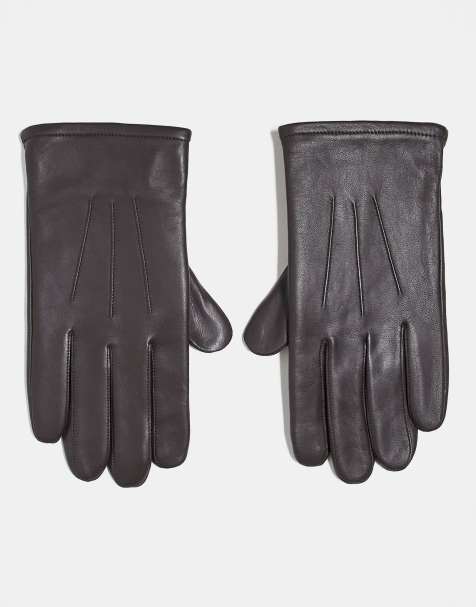 Guantes para pantalla táctil de cuero marrón de ASOS DESIGN - view 1