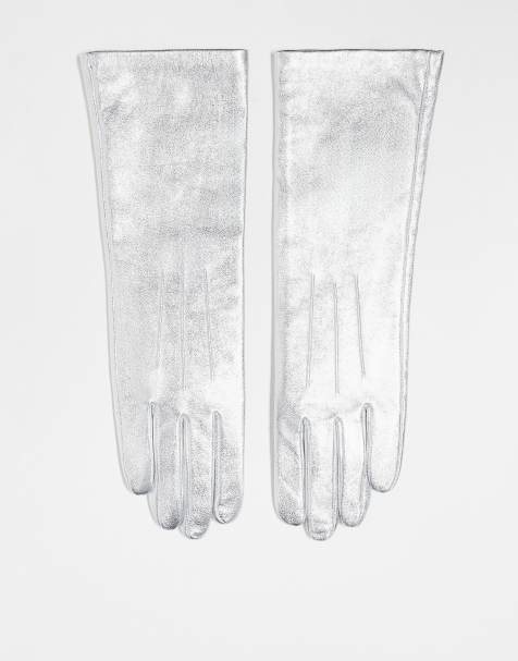 Guantes plateados de cuero Gibson de Topshop - view 1