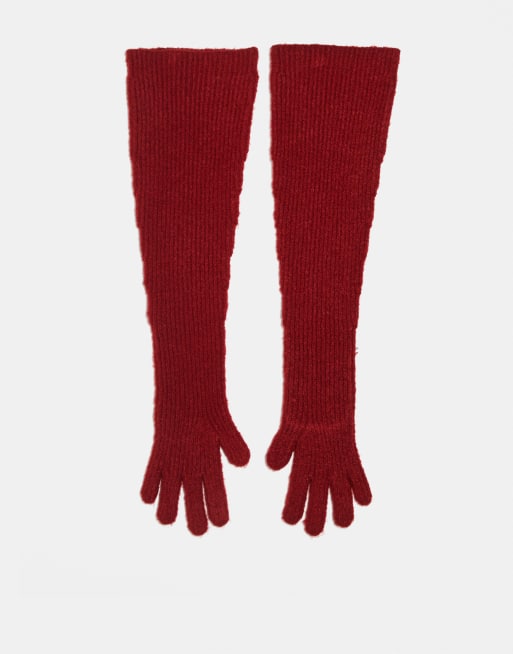 Guantes rojos holgados de canalé de For Love & Lemons, 3 de 3