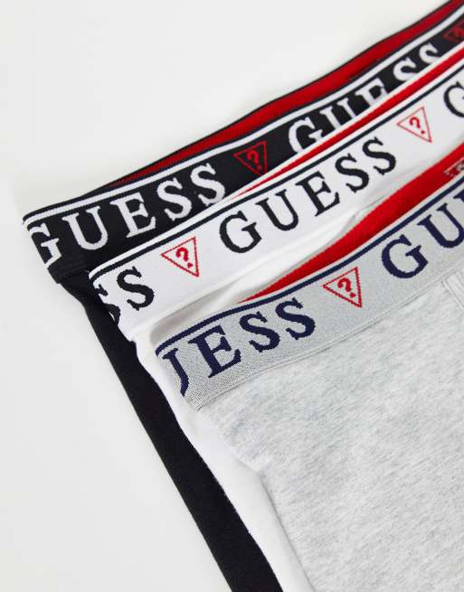 Guess 3-pack logo boxer briefs in gray/white/black