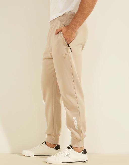 Guess active cuffed sweatpants with leg logo in cream