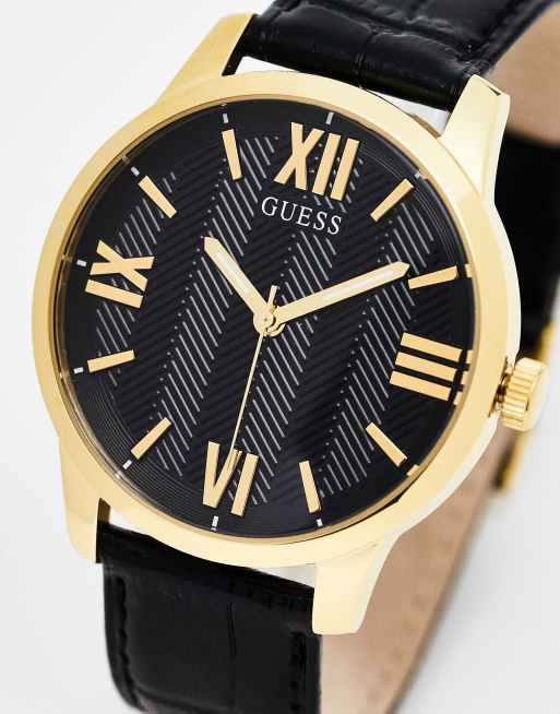 Guess - Campbell - Orologio nero e color oro con cinturino in pelle