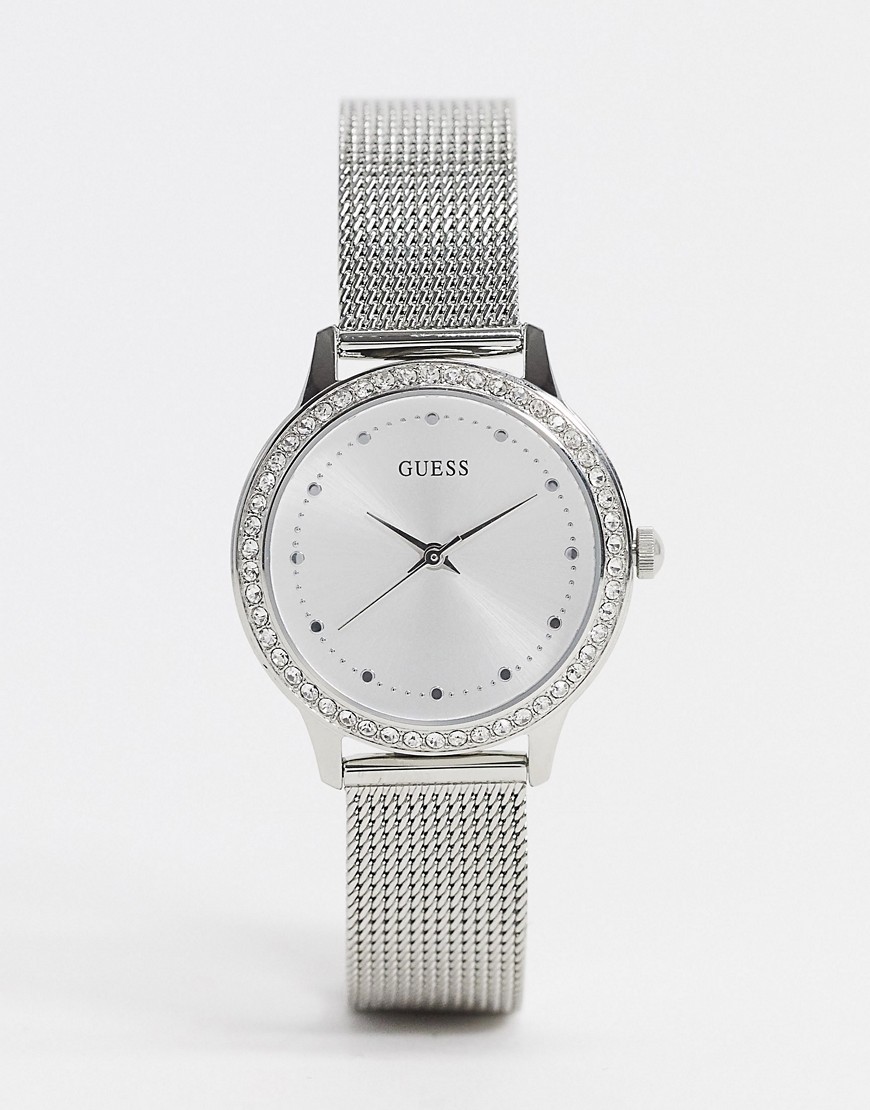 Guess – Chelsea – Silverfärgad klocka med mesharmband