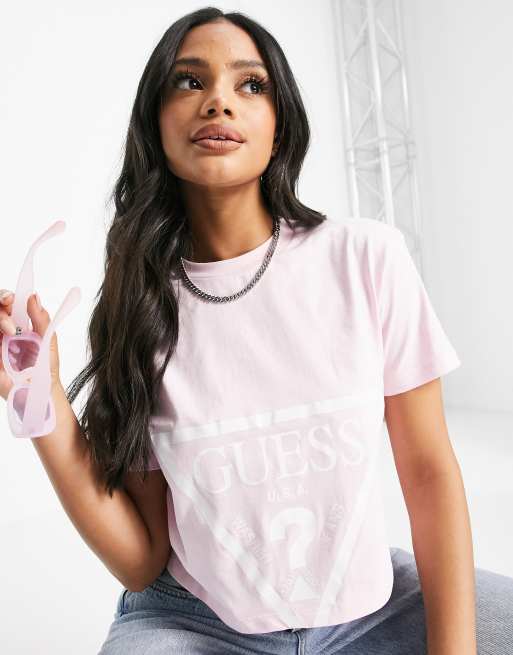 Pink guess cheap t shirt