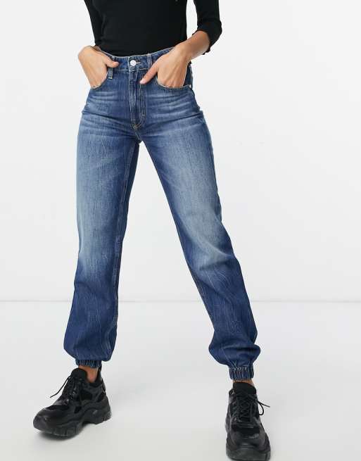 Guess high waist jean in washed blue | ASOS