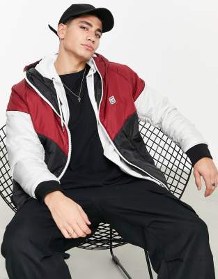 Guess Hooded Reversible Waterproof Jacket In Black burgundy With Logo multi ModeSens