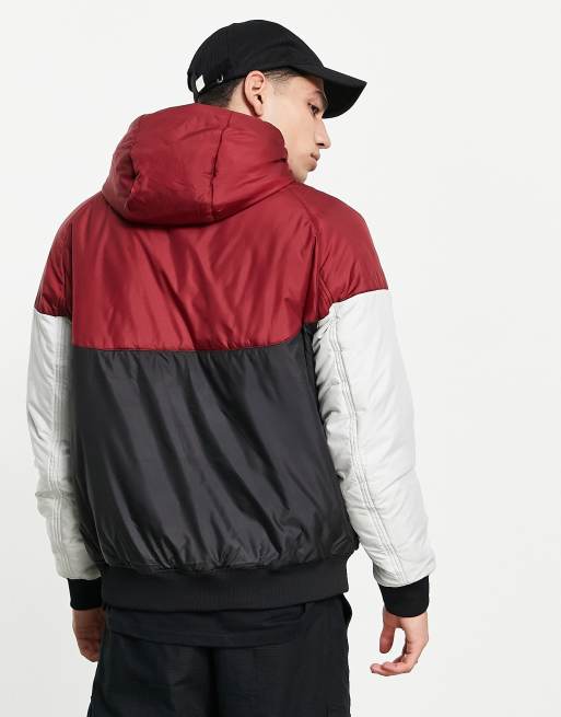 Guess hooded reversible waterproof jacket black/burgundy with logo | ASOS