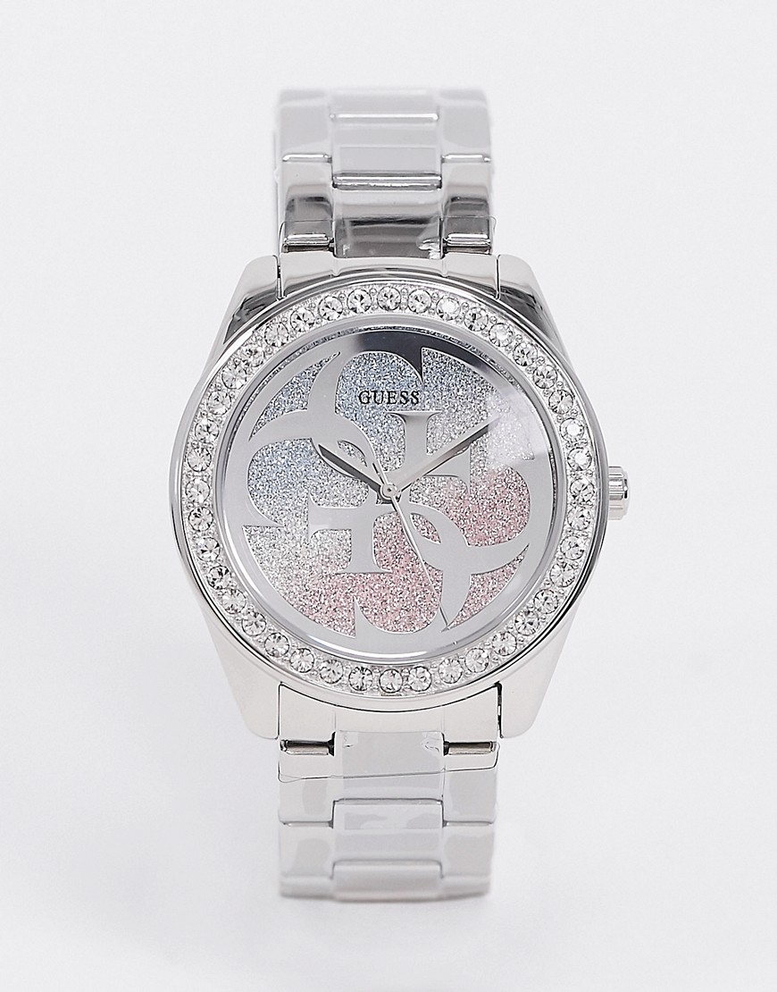 Guess - Horloge met veelkleurige wijzerplaat-Zilver