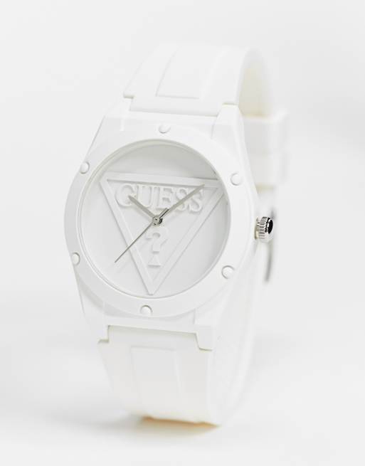 Guess Horloge met wit bandje en witte wijzerplaat