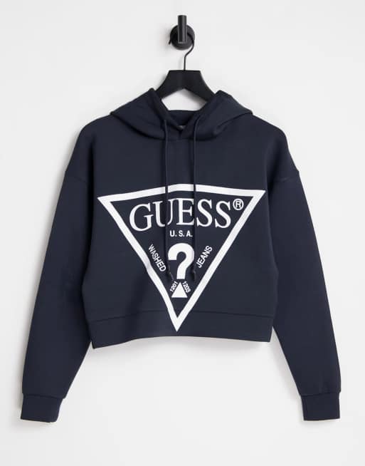 Guess large logo hoodie in black