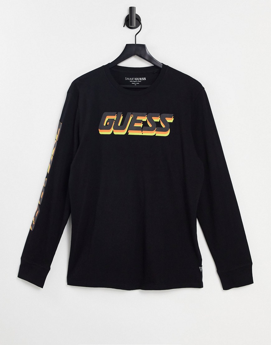 Guess long sleeve T-shirt with sleeve logo in black