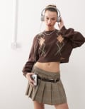 [Guess Originals] Guess Originals argyle knitted jumper in brown 12 Brown