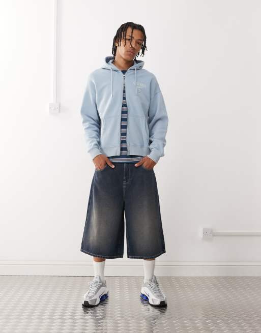 Guess Originals Baker zip through hoodie in light blue | ASOS