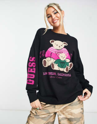 Guess Originals bear logo jumper in black