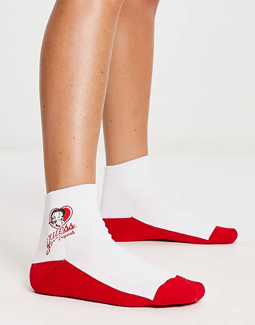 Guess Originals betty boop socks in white