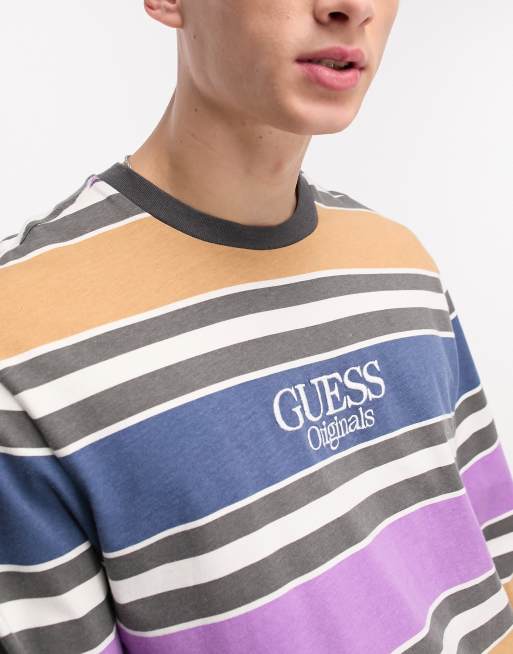 Guess mens striped outlet long sleeve