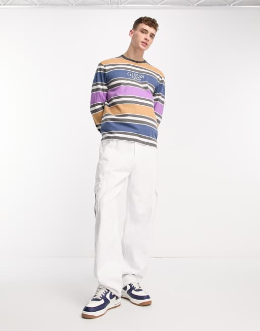 Guess Originals block stripe long sleeve tee in multi ASOS