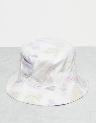 Guess Originals stamped bucket hat in white multi - ASOS Price Checker