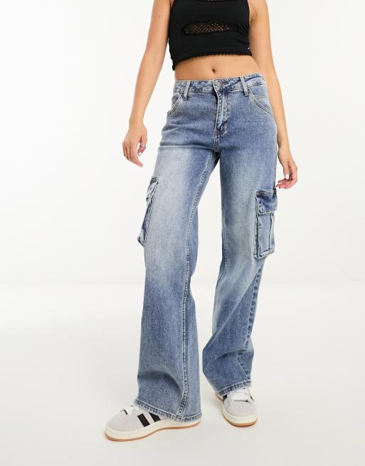 Spanx straight leg jeans in mid wash