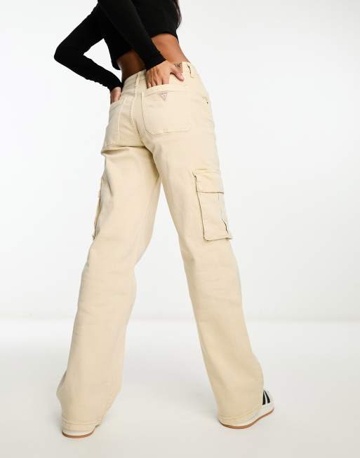 Vintage GUESS JEANS Women Beige Pants/lowwaist Pants/casual Cotton