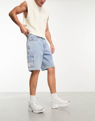 Cut Off Carpenter Shorts - Blue