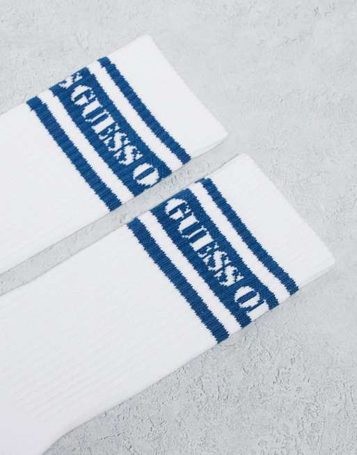 GUESS Originals - Chaussettes rayées avec logo - Blanc, 2 de 4