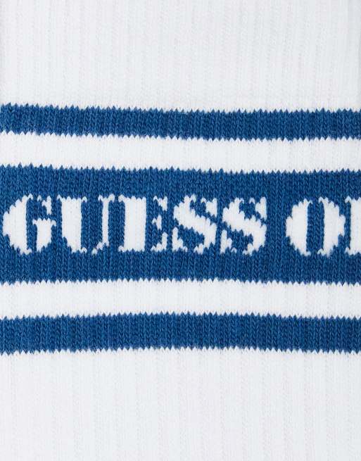 GUESS Originals - Chaussettes rayées avec logo - Blanc, 3 de 4