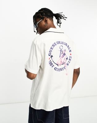 Guess Originals sailor logo short sleeve shirt in off white - ASOS Price Checker