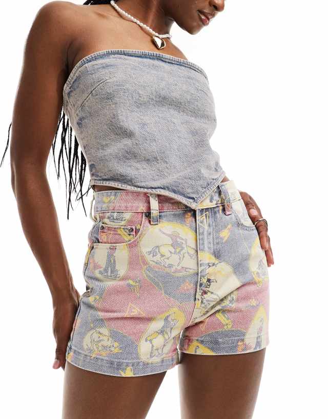 GUESS Originals - co-ord classic denim shorts with all over cowboy print