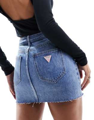 GUESS Originals Guess Originals co-ord denim belt skirt in medium wash-Blue