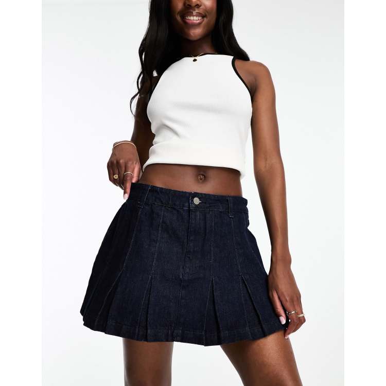 Dark pleated denim clearance skirt