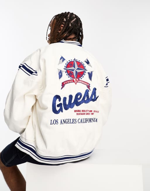 Guess Originals compass bomber jacket in white ASOS