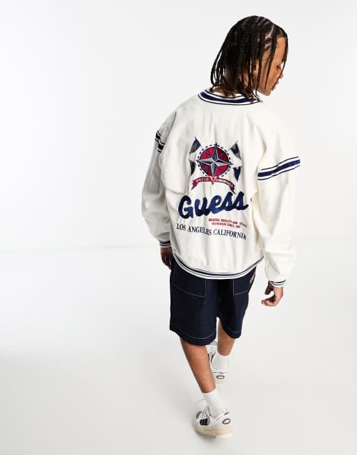 Guess Originals compass bomber jacket in white ASOS