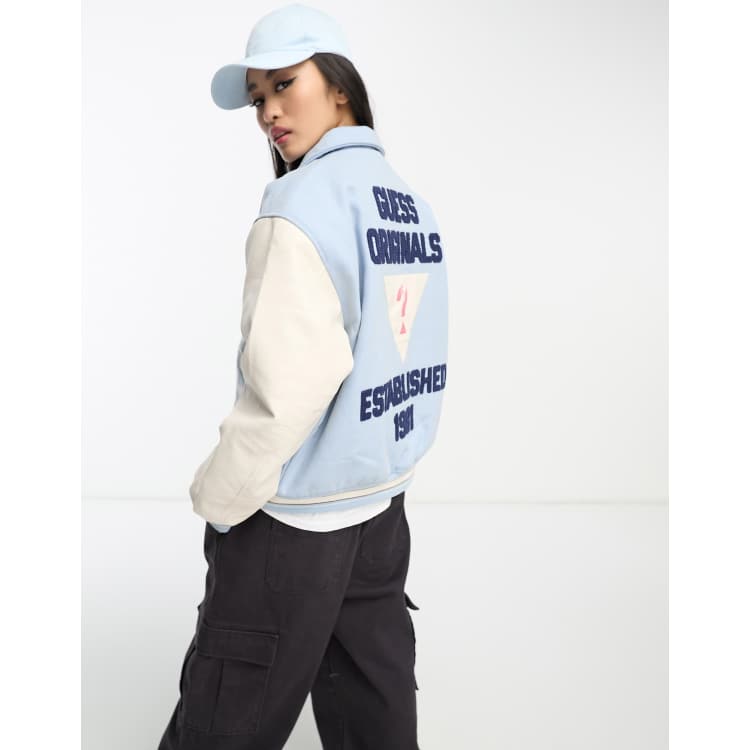 Light blue hot sale baseball jacket