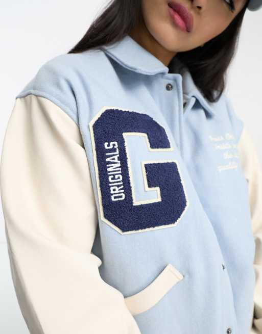 PASTEL BLUE VARSITY JACKET