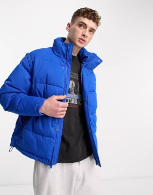 VolcanmtShops | Guess Originals cord puffer jacket in blue | Guess