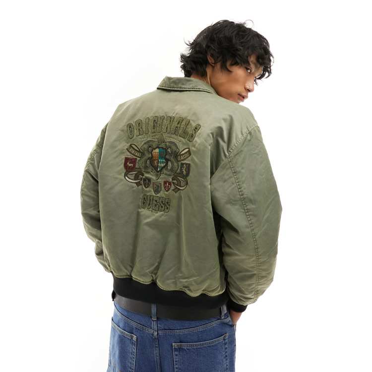 Guess Originals Crest Nylon Jacket in khaki Green