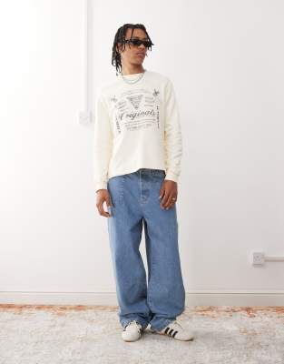 Guess Originals crew neck sweatshirt in off white with logo