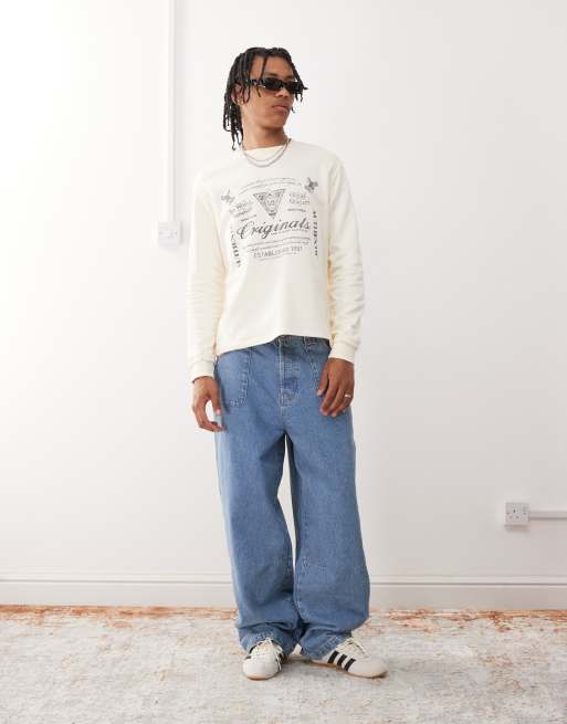 Guess Originals crewneck sweatshirt in off white with logo print, 2 of 4