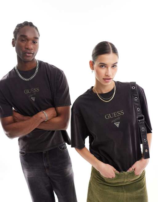 GUESS Originals Czarny T shirt unisex z logo ASOS