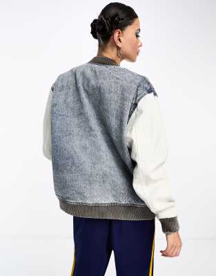Guess denim bomber jacket sales